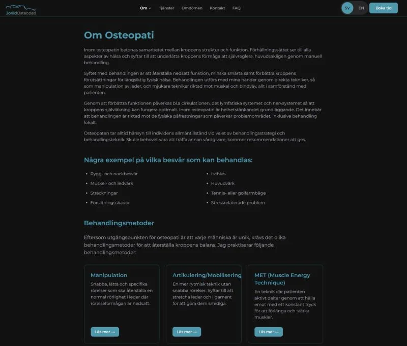 About Osteopathy informational section