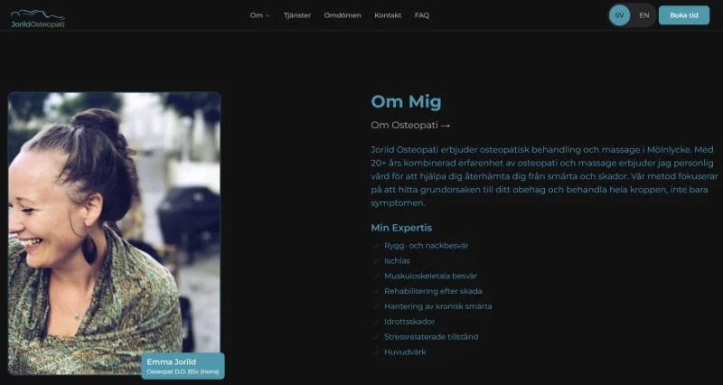 About the clinic section with practitioner information